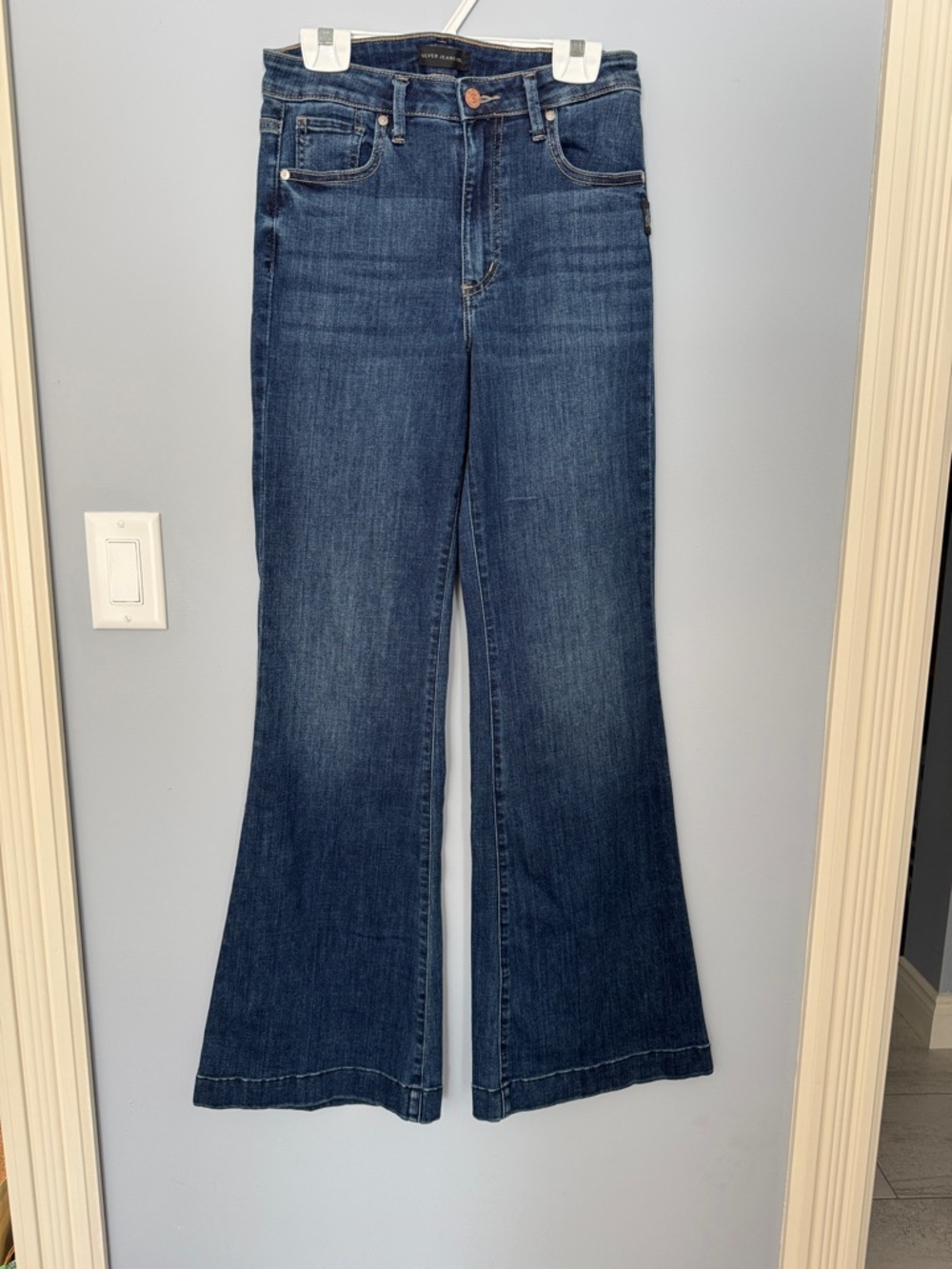 Silver Jeans Dark Blue Flare Wide-Leg Jeans